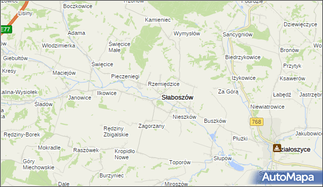 mapa Słaboszów, Słaboszów na mapie Targeo