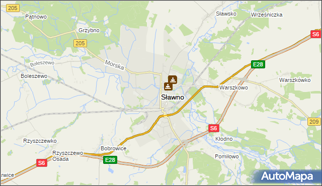 mapa Sławno, Sławno na mapie Targeo
