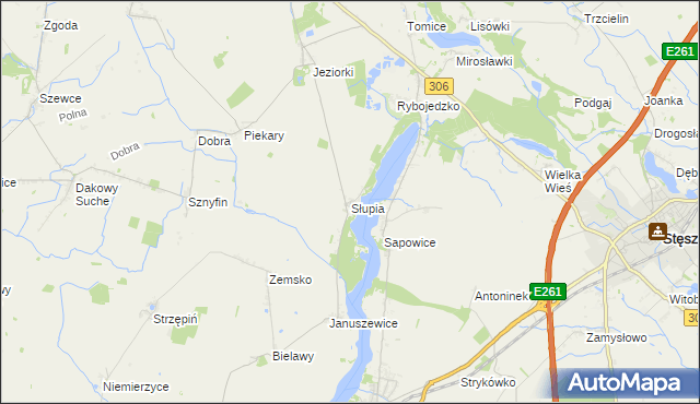 mapa Słupia gmina Stęszew, Słupia gmina Stęszew na mapie Targeo