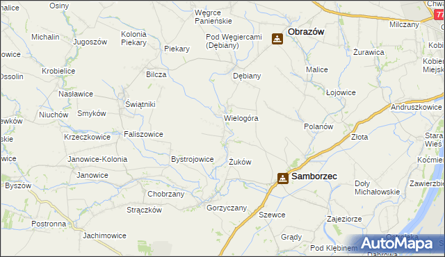 mapa Śmiechowice gmina Samborzec, Śmiechowice gmina Samborzec na mapie Targeo