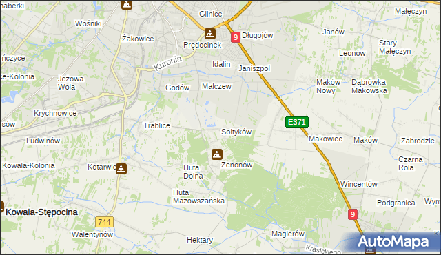 mapa Sołtyków gmina Skaryszew, Sołtyków gmina Skaryszew na mapie Targeo