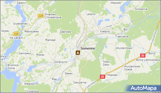 mapa Somonino, Somonino na mapie Targeo