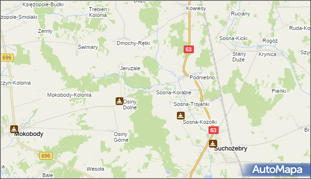 mapa Sosna-Korabie, Sosna-Korabie na mapie Targeo