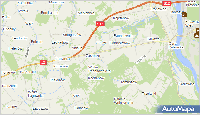 mapa Sosnów gmina Puławy, Sosnów gmina Puławy na mapie Targeo