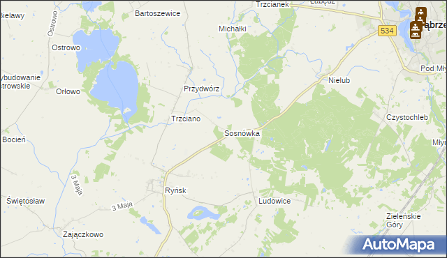 mapa Sosnówka gmina Ryńsk, Sosnówka gmina Ryńsk na mapie Targeo