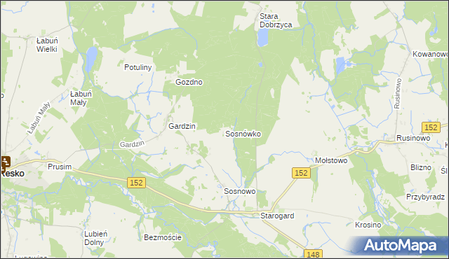 mapa Sosnówko gmina Resko, Sosnówko gmina Resko na mapie Targeo