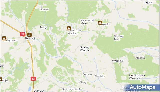 mapa Spaliny Wielkie, Spaliny Wielkie na mapie Targeo