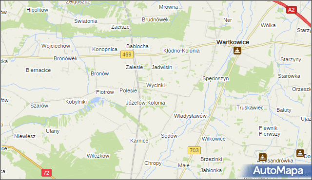 mapa Spędoszyn-Kolonia, Spędoszyn-Kolonia na mapie Targeo