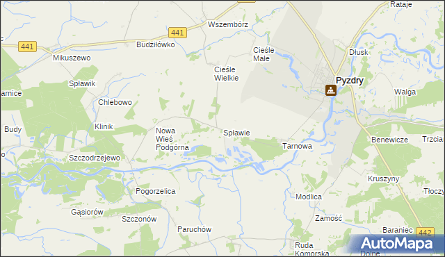 mapa Spławie gmina Kołaczkowo, Spławie gmina Kołaczkowo na mapie Targeo