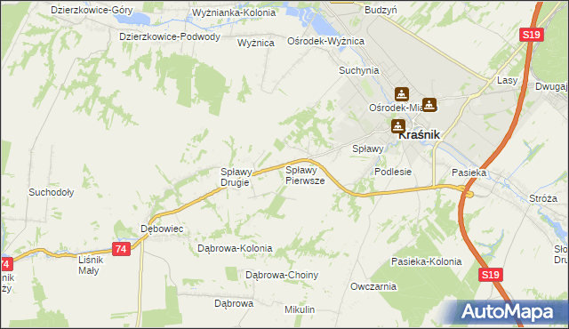 mapa Spławy Pierwsze, Spławy Pierwsze na mapie Targeo