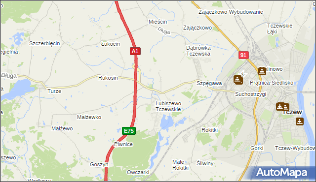 mapa Stanisławie gmina Tczew, Stanisławie gmina Tczew na mapie Targeo