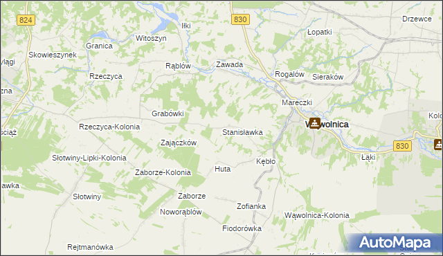 mapa Stanisławka gmina Wąwolnica, Stanisławka gmina Wąwolnica na mapie Targeo