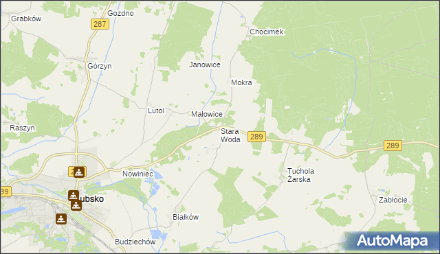 mapa Stara Woda gmina Lubsko, Stara Woda gmina Lubsko na mapie Targeo