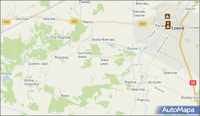 mapa Stare Łepki, Stare Łepki na mapie Targeo