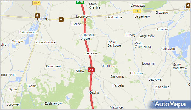 mapa Stare Piaski gmina Piątek, Stare Piaski gmina Piątek na mapie Targeo