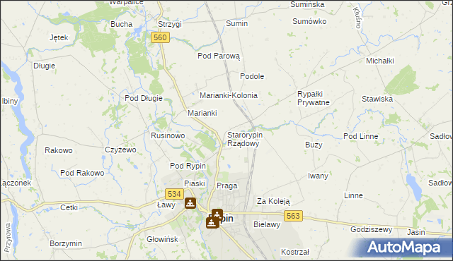 mapa Starorypin Rządowy, Starorypin Rządowy na mapie Targeo