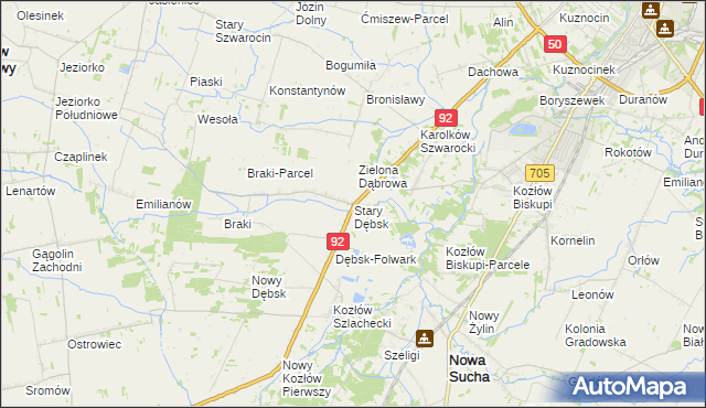 mapa Stary Dębsk, Stary Dębsk na mapie Targeo