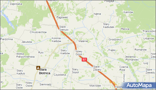 mapa Stary Gózd, Stary Gózd na mapie Targeo