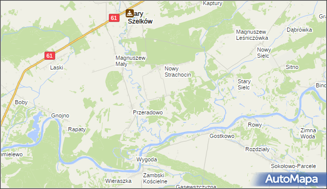 mapa Stary Strachocin, Stary Strachocin na mapie Targeo