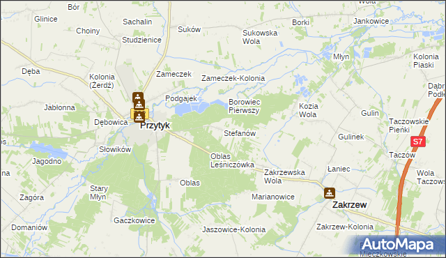 mapa Stefanów gmina Przytyk, Stefanów gmina Przytyk na mapie Targeo