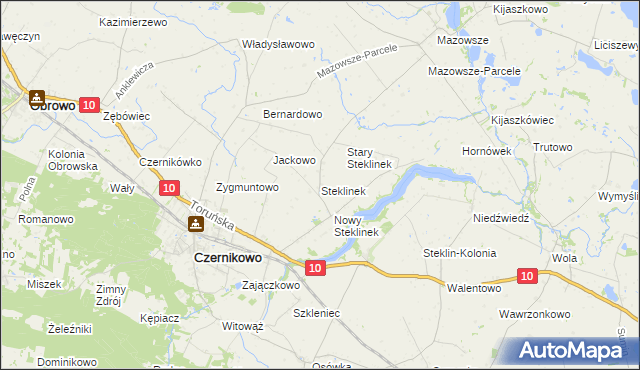 mapa Steklinek, Steklinek na mapie Targeo