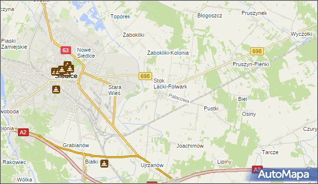 mapa Stok Lacki, Stok Lacki na mapie Targeo