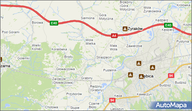 mapa Straszęcin, Straszęcin na mapie Targeo