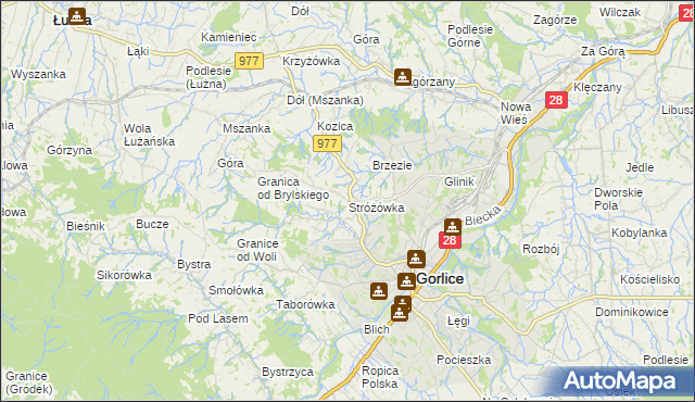 mapa Stróżówka, Stróżówka na mapie Targeo