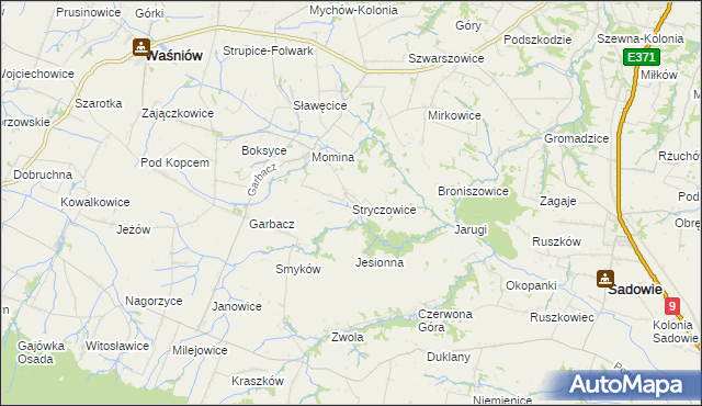 mapa Stryczowice, Stryczowice na mapie Targeo