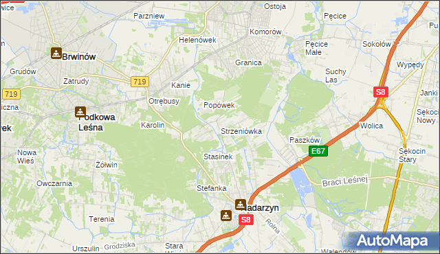 mapa Strzeniówka, Strzeniówka na mapie Targeo