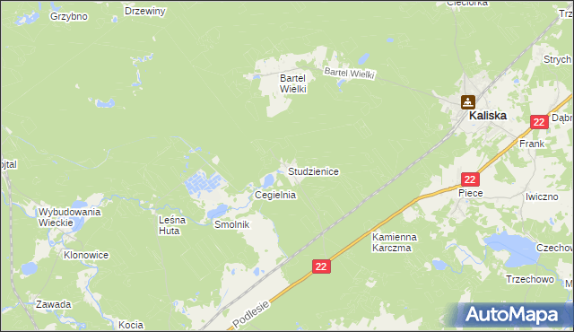 mapa Studzienice gmina Kaliska, Studzienice gmina Kaliska na mapie Targeo