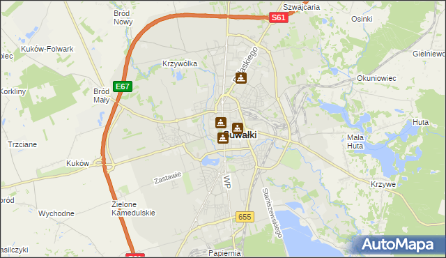 mapa Suwałk, Suwałki na mapie Targeo