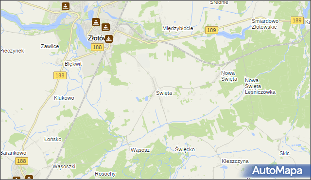 mapa Święta gmina Złotów, Święta gmina Złotów na mapie Targeo
