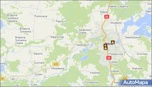 mapa Świętoszyn, Świętoszyn na mapie Targeo