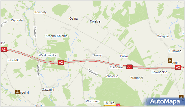 mapa Swory, Swory na mapie Targeo