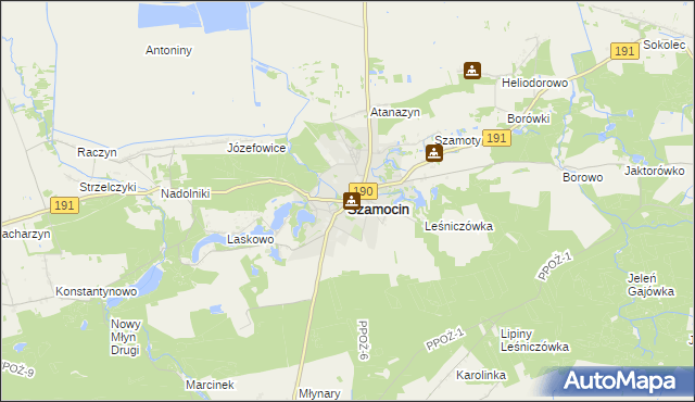 mapa Szamocin powiat chodzieski, Szamocin powiat chodzieski na mapie Targeo