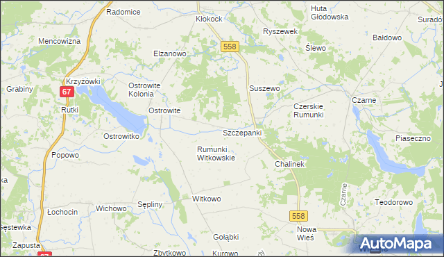 mapa Szczepanki gmina Wielgie, Szczepanki gmina Wielgie na mapie Targeo
