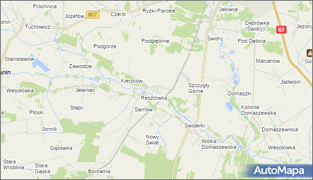 mapa Szczygły Dolne, Szczygły Dolne na mapie Targeo