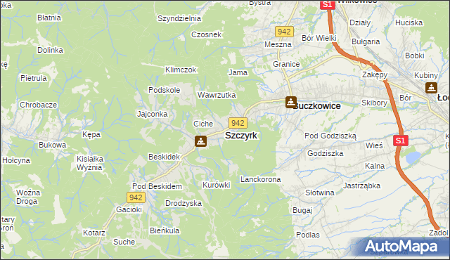mapa Szczyrk, Szczyrk na mapie Targeo