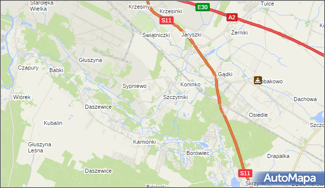 mapa Szczytniki gmina Kórnik, Szczytniki gmina Kórnik na mapie Targeo