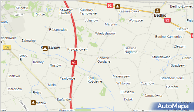 mapa Szewce Owsiane, Szewce Owsiane na mapie Targeo