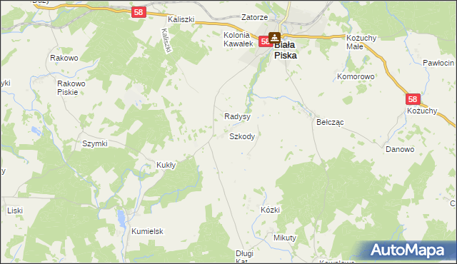 mapa Szkody, Szkody na mapie Targeo