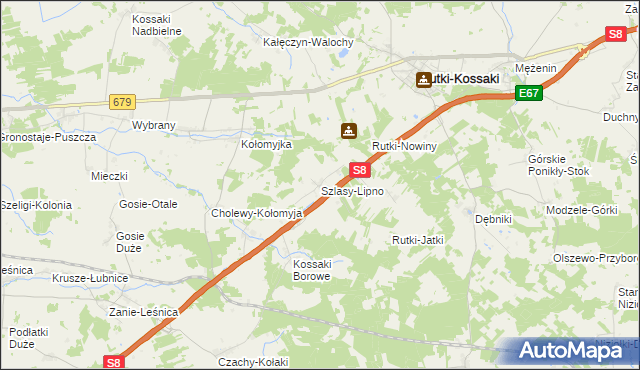 mapa Szlasy-Lipno, Szlasy-Lipno na mapie Targeo