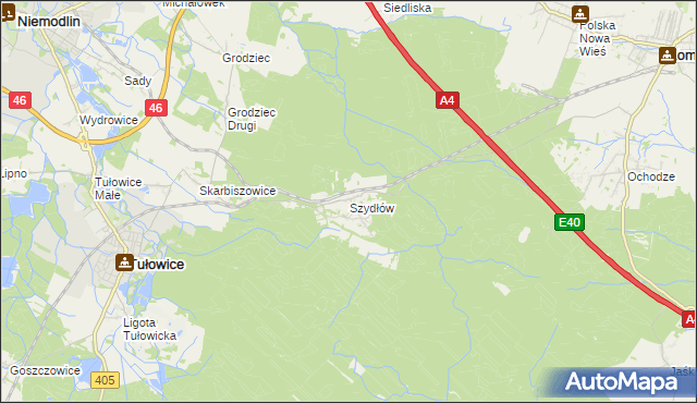 mapa Szydłów gmina Tułowice, Szydłów gmina Tułowice na mapie Targeo