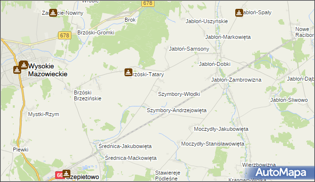 mapa Szymbory-Włodki, Szymbory-Włodki na mapie Targeo