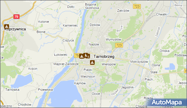 mapa Tarnobrzegu, Tarnobrzeg na mapie Targeo