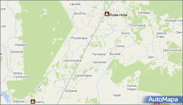 mapa Tarnówka gmina Ruda-Huta, Tarnówka gmina Ruda-Huta na mapie Targeo