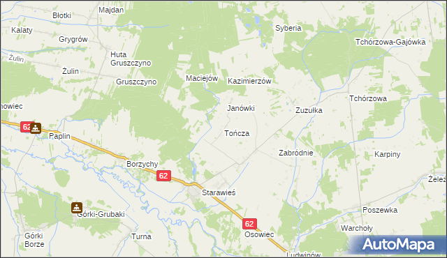 mapa Tończa gmina Liw, Tończa gmina Liw na mapie Targeo