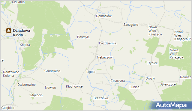 mapa Trębaczów gmina Perzów, Trębaczów gmina Perzów na mapie Targeo