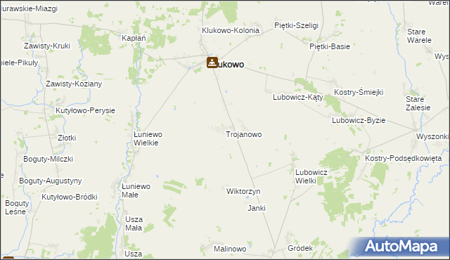 mapa Trojanowo gmina Klukowo, Trojanowo gmina Klukowo na mapie Targeo